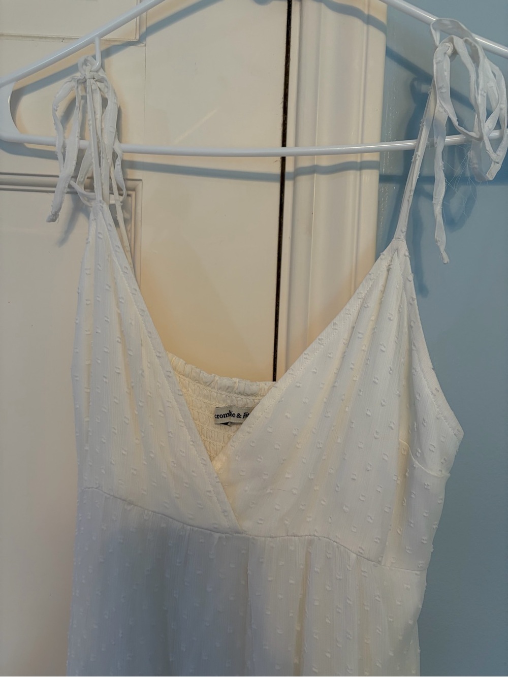Abercrombie & Fitch Cream Smocked Top Dress